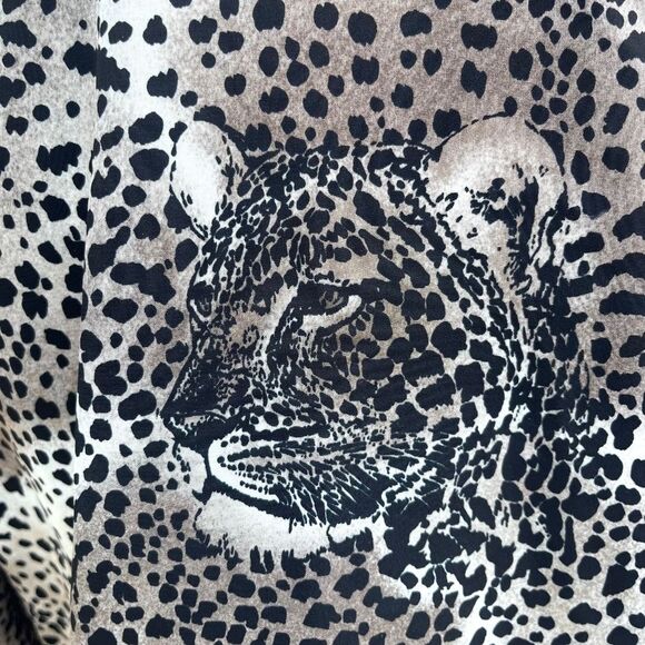 Vintage Cheetah Print Blouse Size petite large or medium 90s office siren top - Picture 5 of 9